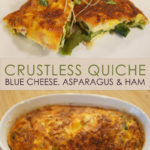 Crustless Asparagus, Blue Cheese & Ham Quiche Pinterest Share Image 800x1200px