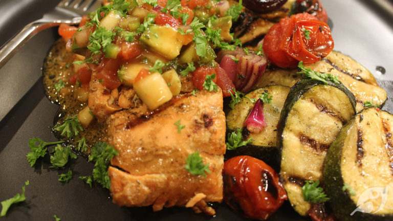 Grilled Salmon with Mexican-Inspired Avocado Ceviche-Style Salsa