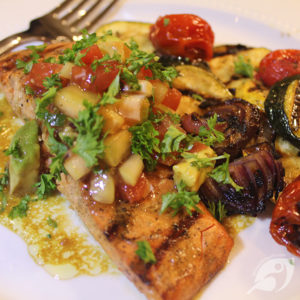 Grilled Salmon with Mexican-Inspired Avocado Ceviche-Style Salsa