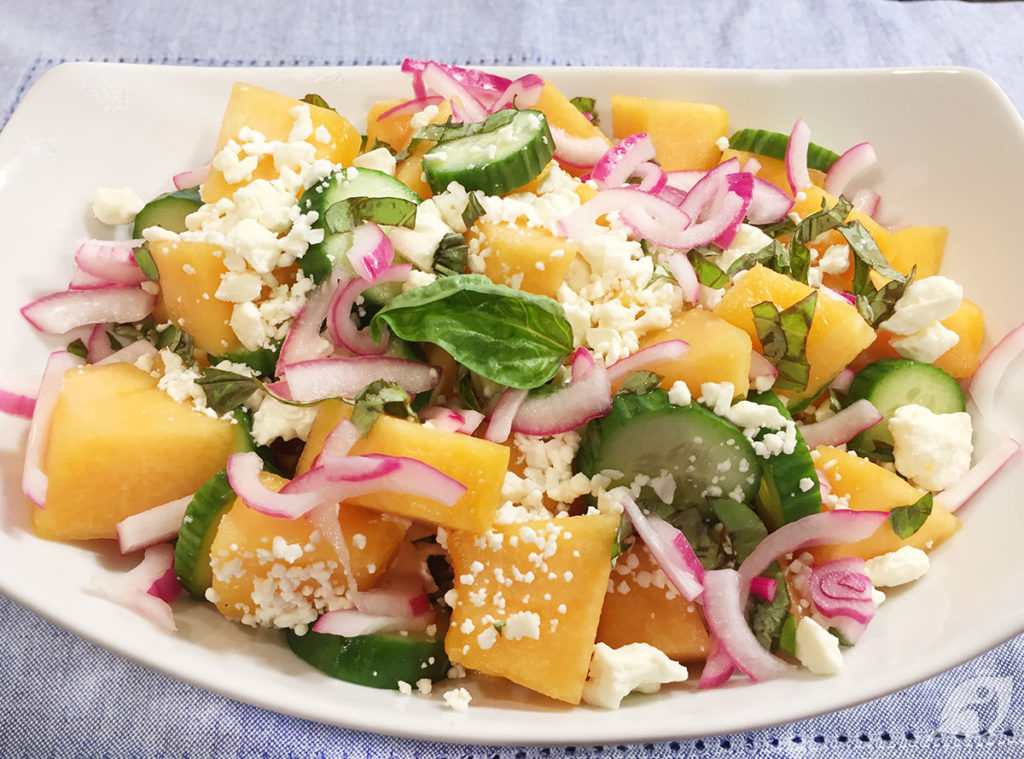 Garden Fresh Cantaloupe & Cucumber Salad with Feta