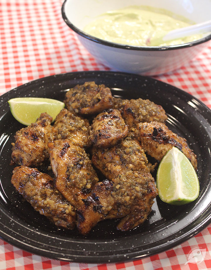 Spicy Southwestern Grilled Wings with Avocado Jalapeno Dressing