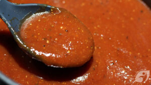 closeup Homemade BBQ Sauce in pan