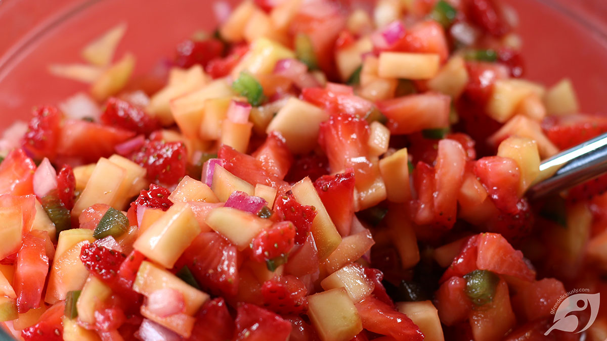 Strawberry Mango Summer Salsa closeup photo