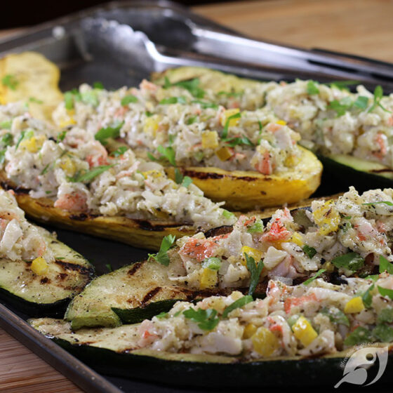 CrabStuffed Zucchini & Summer Squash Boats