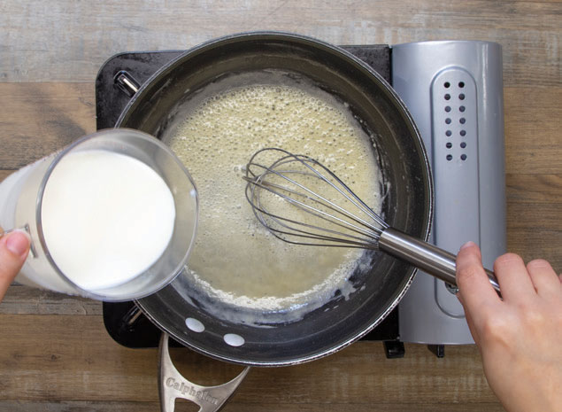 butter and flour in saucepan