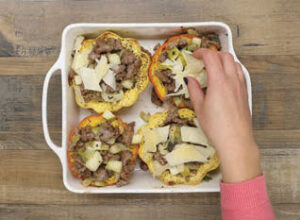 now fill the four acorn squash halves