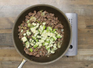 apple, sage and remaining seasoning are added to the sausage mixture