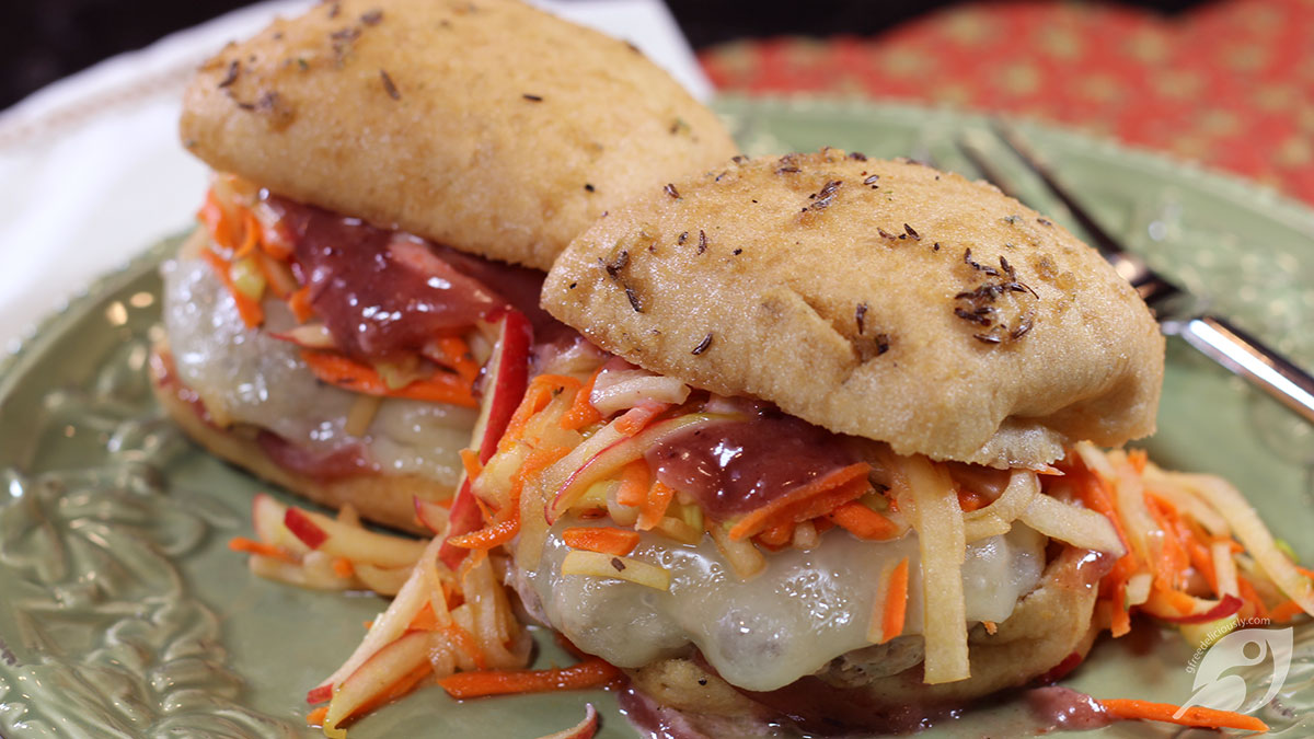 Sage Turkey Sliders with Apple Carrot Slaw & Cranberry Mayo