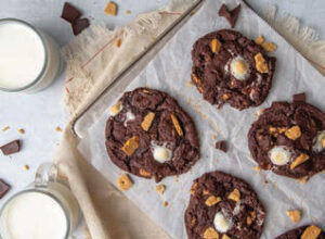 Bake for about 12-14 minutes or until the edges are firm and the marshmallows on top are slightly toasted.