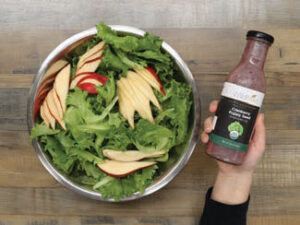 greens with pears and cranberry poppy seed dressing