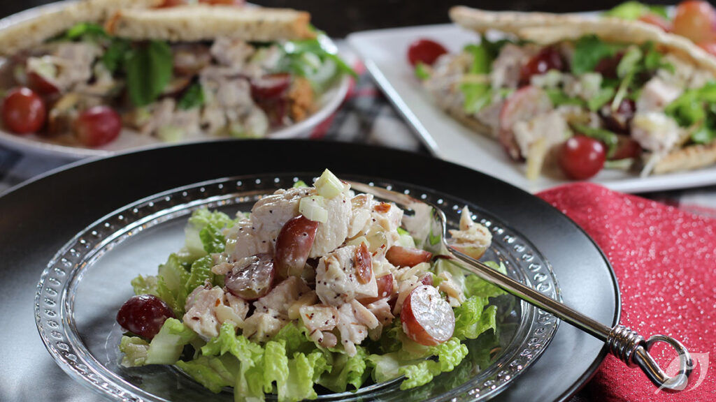 Cranberry Chicken (Turkey) Salad on a bed of Romaine lettuce
