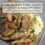 Pan-Seared Pork Chops with Apple & Parsnip Pureé social sharing graphic