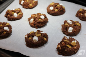 Scoop out the batter using a ¼ cup measure or a large cookie scoop, placing the batter 3-inches apart on the parchment