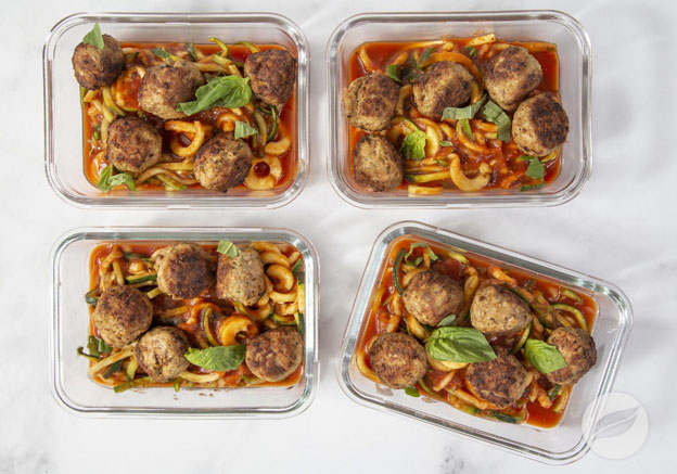Sausage Meatballs over Zoodles