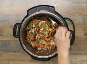 Mirepox (Onions, Carrots and Celery), mushrooms and garlic in an Instant Pot
