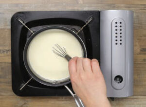 Whisk togehter flour, butter, and milk for the cream