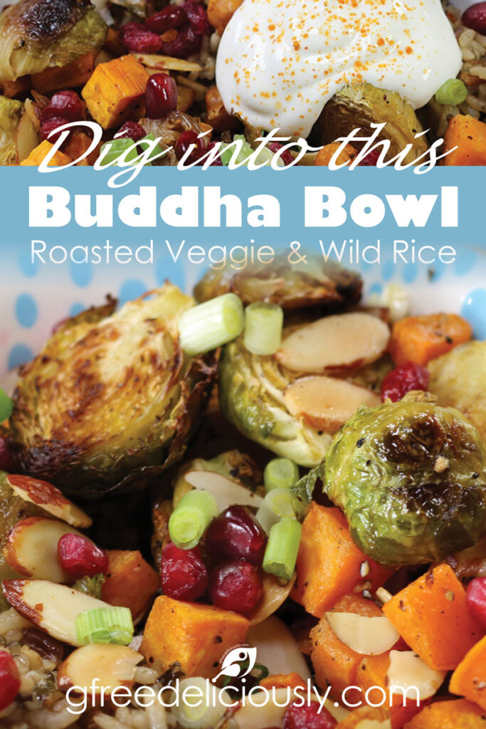 Pinterest share graphic Roasted Veggie & Wild Rice Buddha Bowl