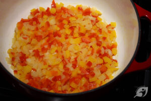 Step 2 - Add the garlic, season with salt, pepper, and a dash of nutmeg to taste, and cook for 2-3 minutes more.