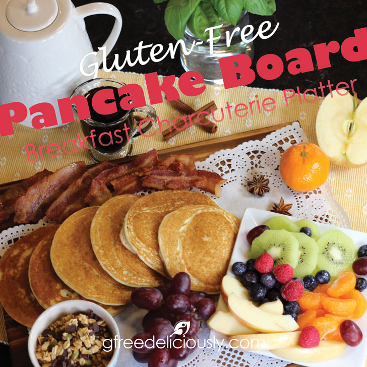 Gluten-Free Pancake Board (Breakfast Charcuterie Platter) social share graphic 728x728px