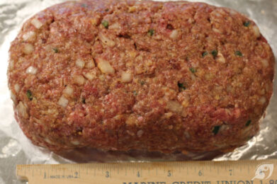 Then shape it into a uniform rectangular-sized loaf that is not too thick; an 8 x 4-inch loaf (about 2-1/2 to 3-inches high) works well, placing it on an ungreased sheet of foil.
