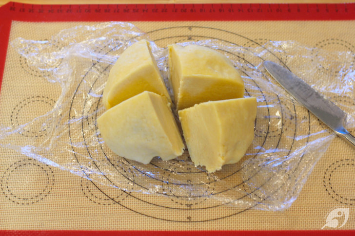 To make double-crust mini pot pies, you must double the recipe to have enough dough for both the top and bottom crusts. After following step #6 in the recipe card, divide each prepared single-crust dough ball into four equal pieces before forming them into small disc shapes and continuing with step #7.