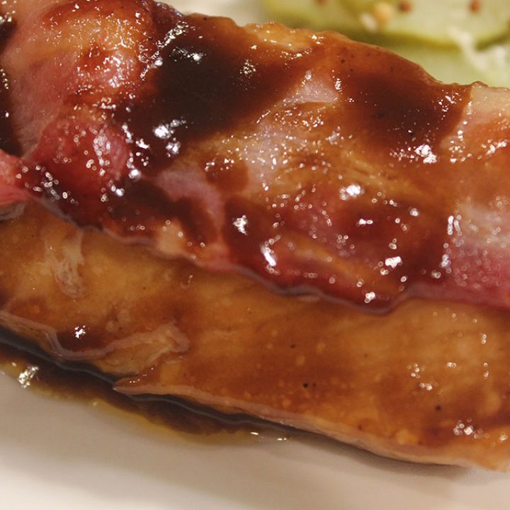 Grilled Salmon with Bacon BBQ Honey-Bourbon Glaze