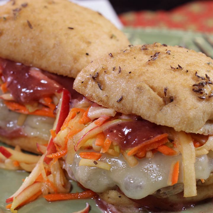 Sage Turkey Sliders with Apple Carrot Slaw & Cranberry Mayo